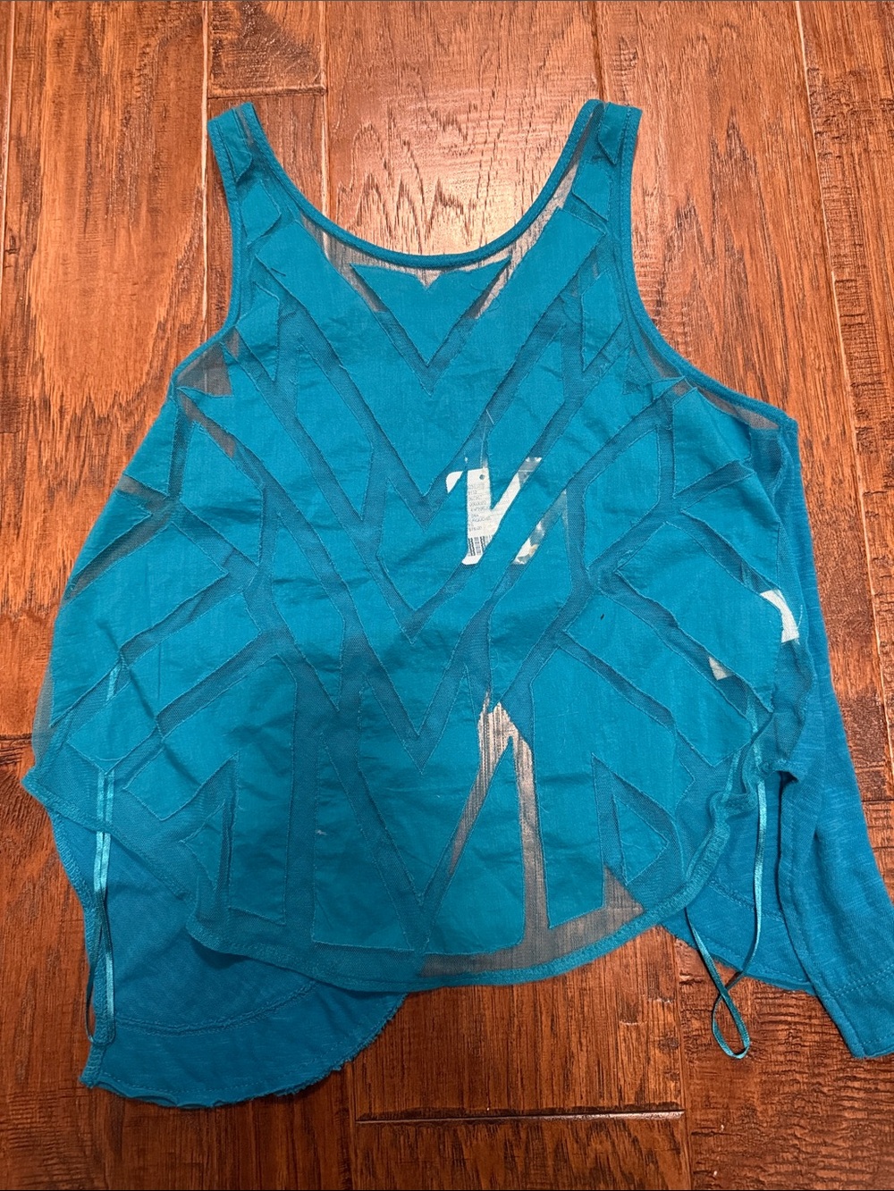 Free People Teal Cutout Mesh Tank Top